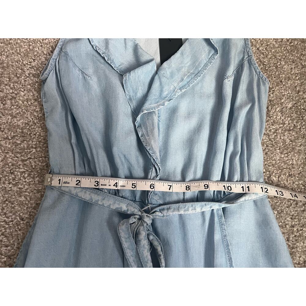NWT KUT From The Kloth Dress Blue Chambray Ruffle Sleeveless Belt Casual Small - Picture 10 of 13